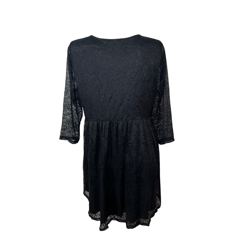 Torrid Top Black Lace Babydoll Tunic Hi-Lo Plus Sz 1X (1) 3/4 Sleeve Scoop Neck - Picture 5 of 9
